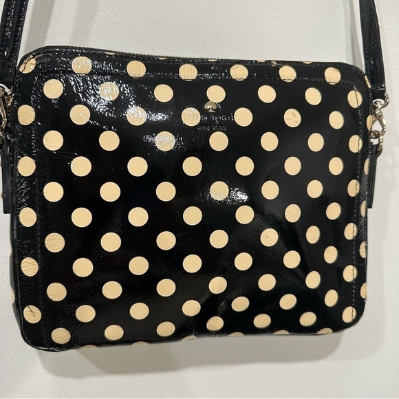 Kate Spade Black & Ivory Patent Polka Dot Crossbody Bag - Picture 1 of 11